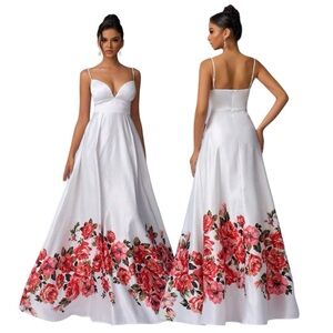 White Halter V-Neck Bust Cup High Waist Slim Oversized Skirt Hem Dress